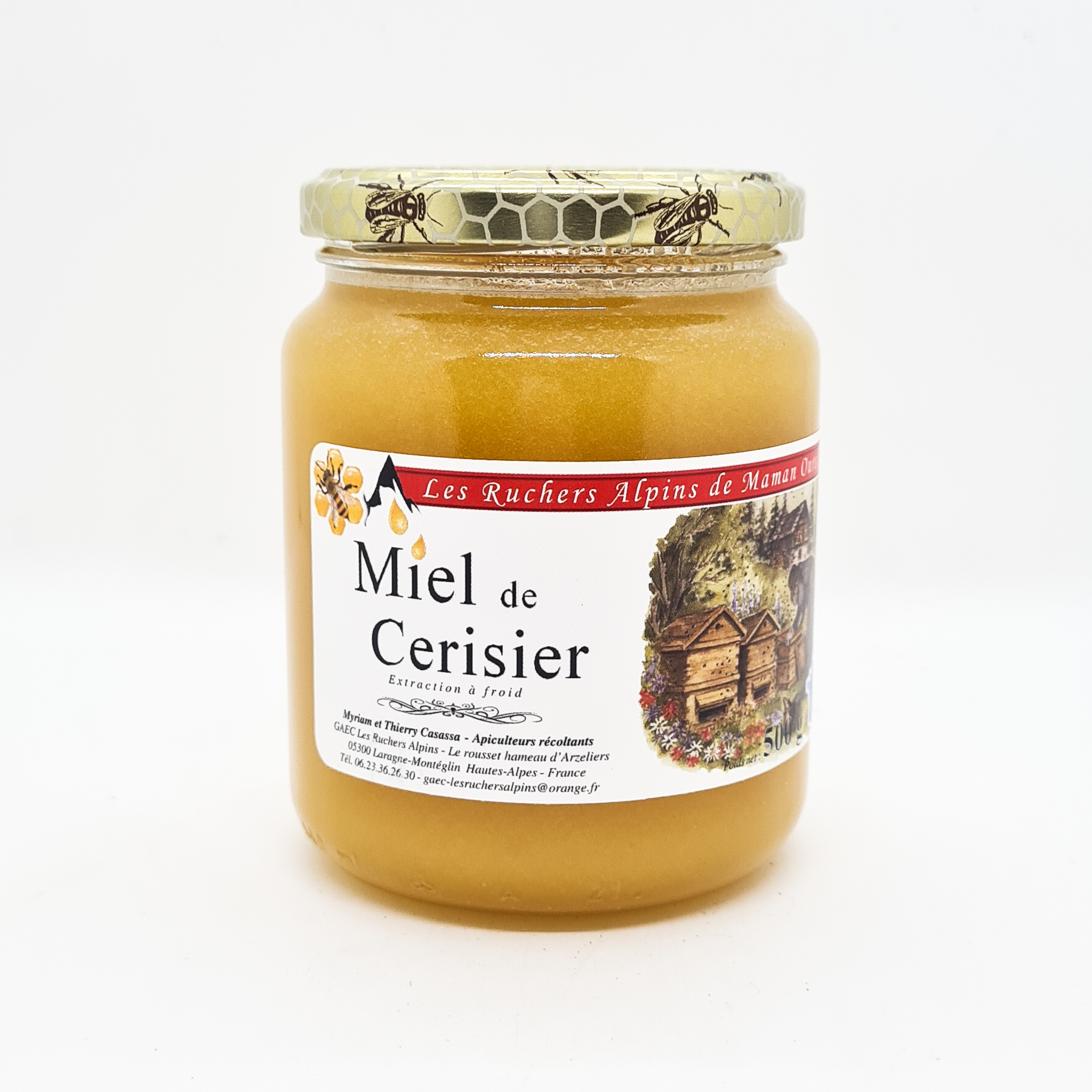 Miel de Cerisier Ruchers Alpins 500g - Thé Bon Thé Bio - crémeux